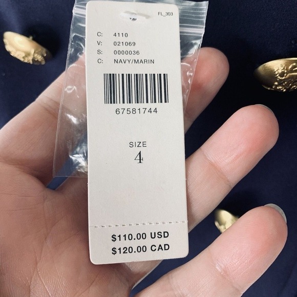 Anthropologie Eva Franco Ponte Trench Blouse Womens Size 4 Nautical NWT $110 - Picture 11 of 14